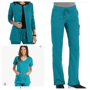 Grey’s Anatomy Scrubs Set TEAL Small Top, Small Jacket, XST pant